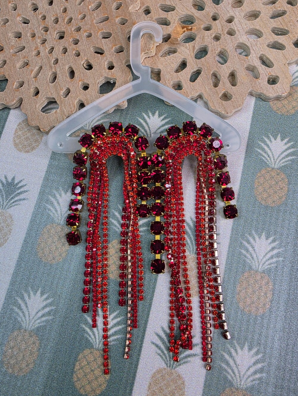 Feed Me Gems Red Crystal Statement Drop Earrings